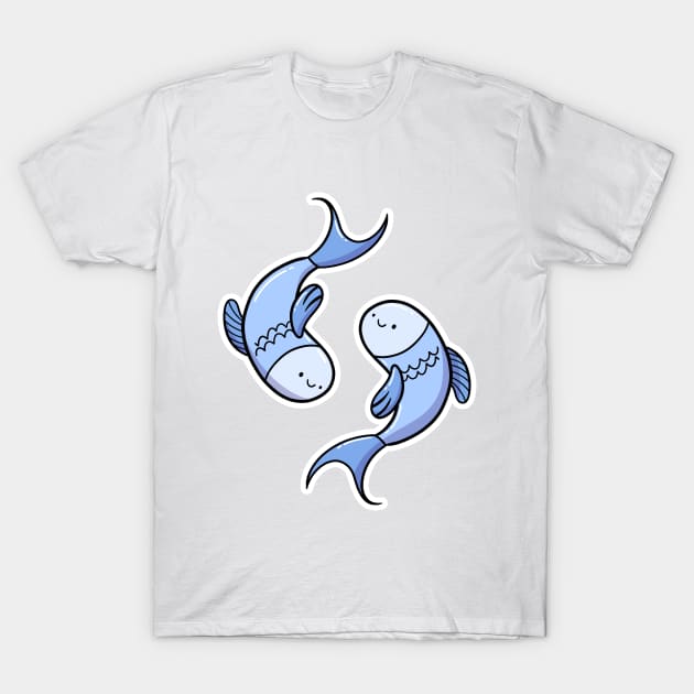 Cute Pisces Fish Zodiac Star Sign Symbol T-Shirt by fizzyllama